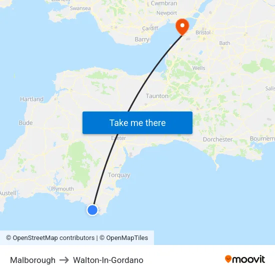 Malborough to Walton-In-Gordano map