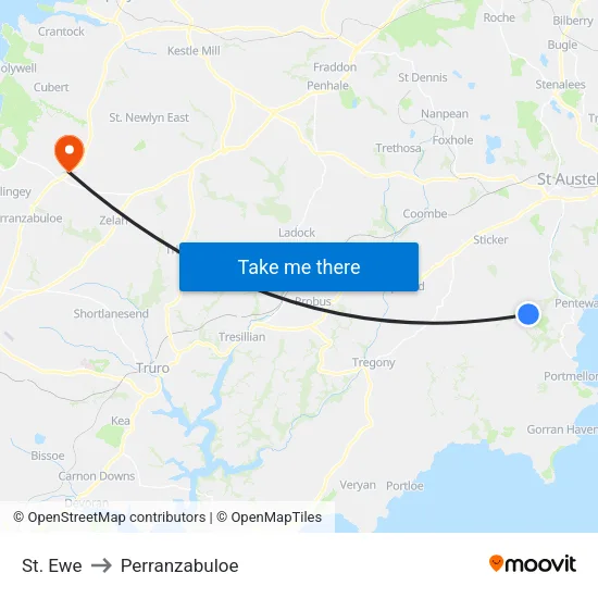 St. Ewe to Perranzabuloe map