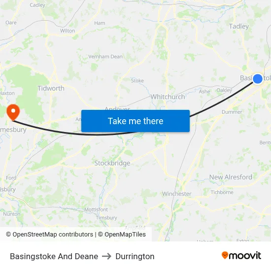 Basingstoke And Deane to Durrington map