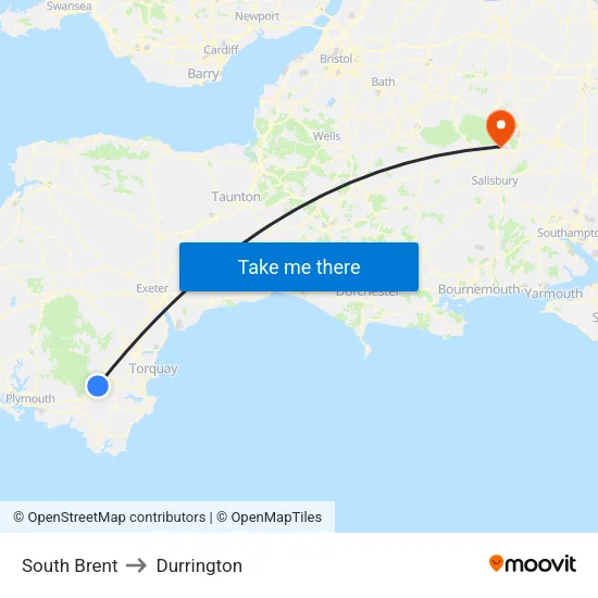 South Brent to Durrington map