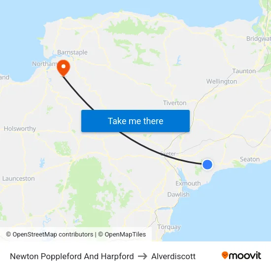 Newton Poppleford And Harpford to Alverdiscott map