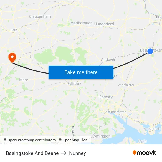Basingstoke And Deane to Nunney map