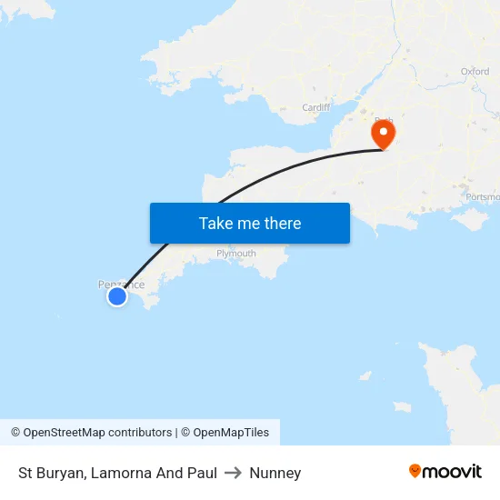 St Buryan, Lamorna And Paul to Nunney map