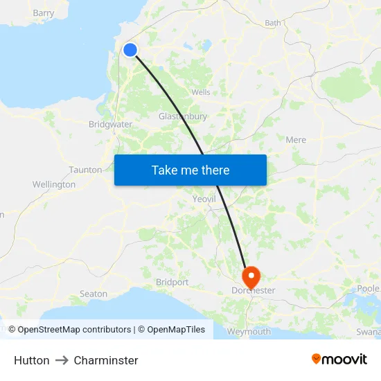 Hutton to Charminster map