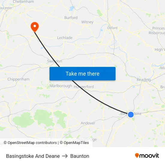 Basingstoke And Deane to Baunton map