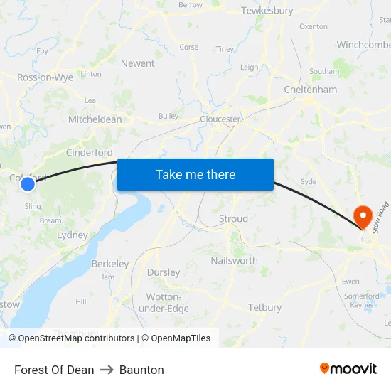 Forest Of Dean to Baunton map