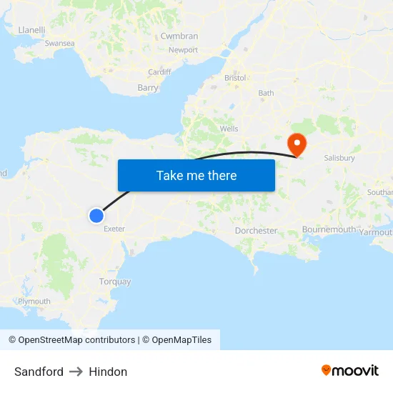 Sandford to Hindon map