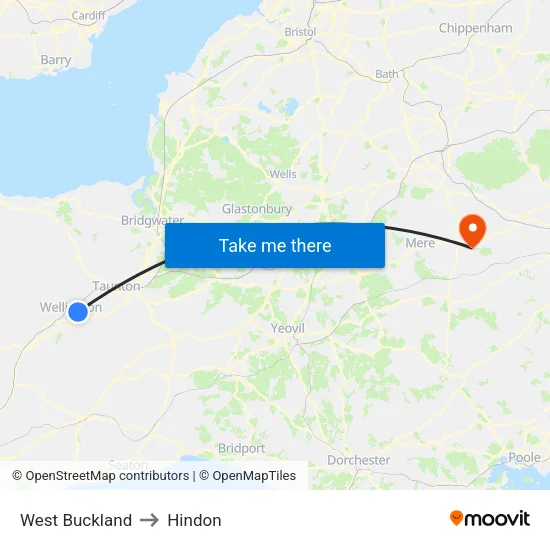 West Buckland to Hindon map