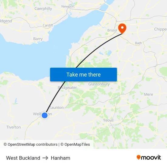 West Buckland to Hanham map