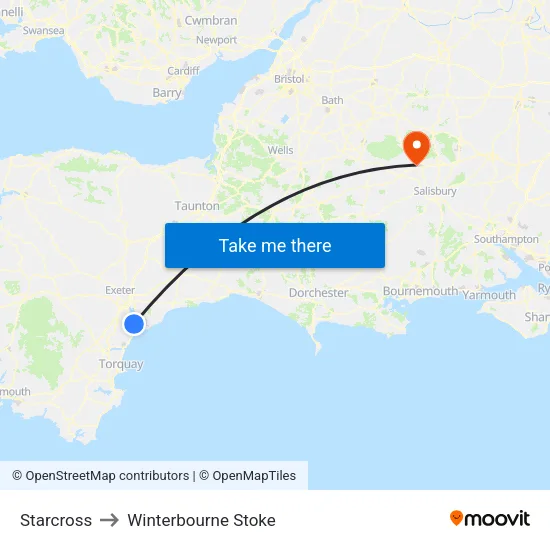 Starcross to Winterbourne Stoke map