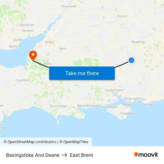 Basingstoke And Deane to East Brent map