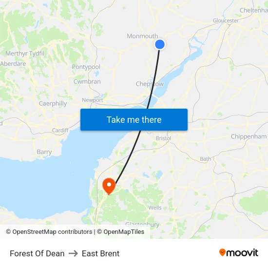 Forest Of Dean to East Brent map