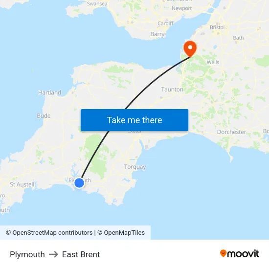 Plymouth to East Brent map