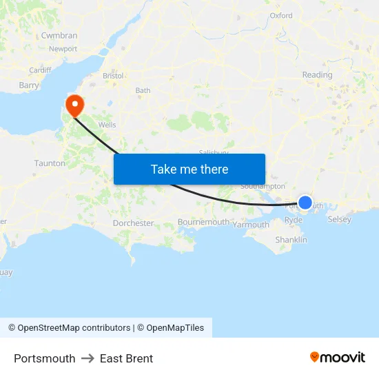 Portsmouth to East Brent map