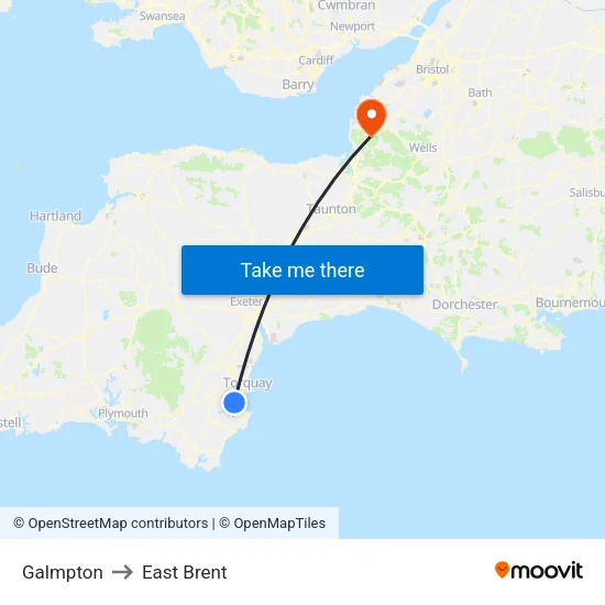 Galmpton to East Brent map
