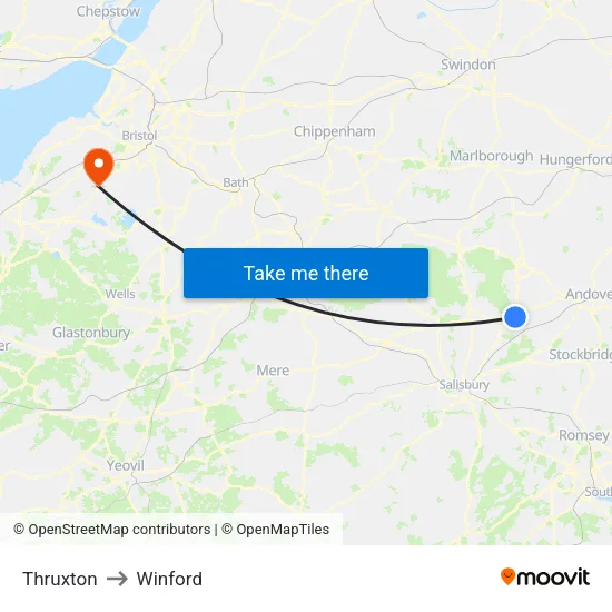 Thruxton to Winford map