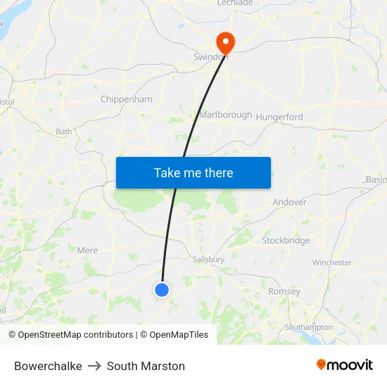 Bowerchalke to South Marston map