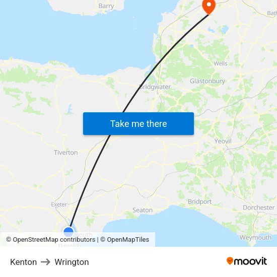 Kenton to Wrington map
