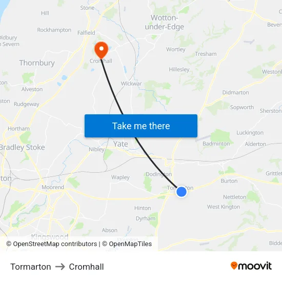 Tormarton to Cromhall map