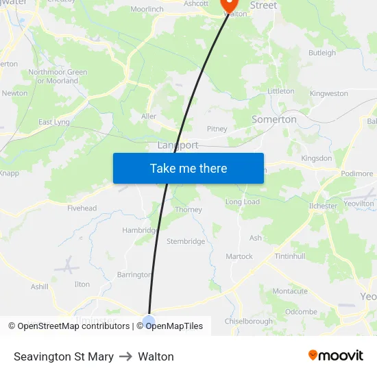 Seavington St Mary to Walton map