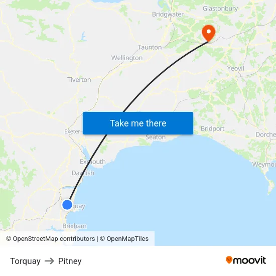 Torquay to Pitney map
