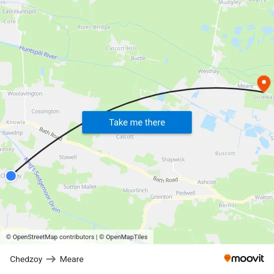 Chedzoy to Meare map