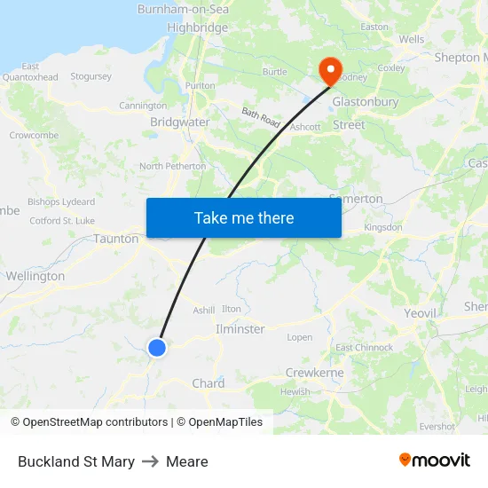 Buckland St Mary to Meare map