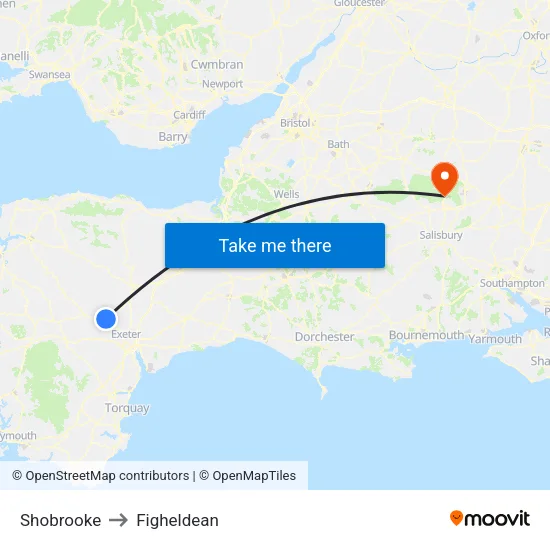 Shobrooke to Figheldean map