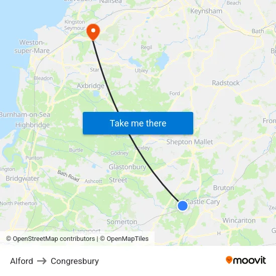Alford to Congresbury map