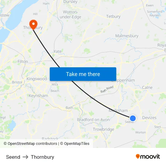 Seend to Thornbury map