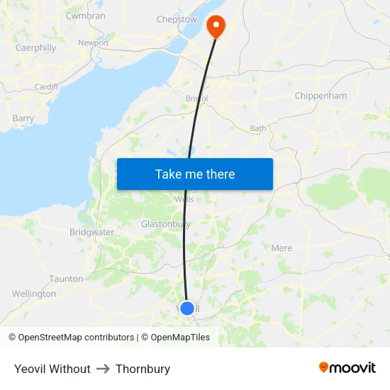 Yeovil Without to Thornbury map