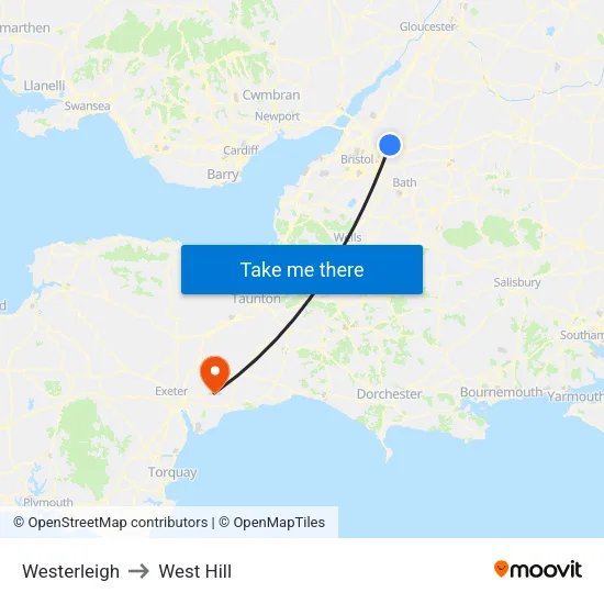 Westerleigh to West Hill map