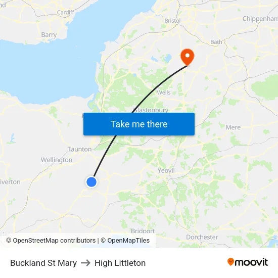 Buckland St Mary to High Littleton map