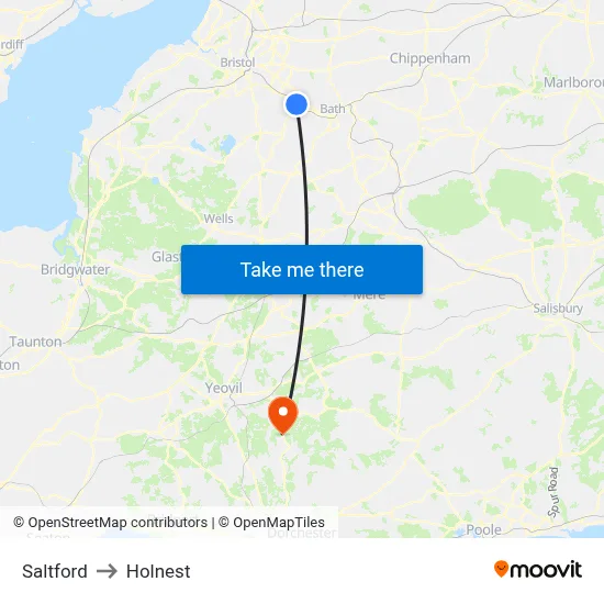 Saltford to Holnest map