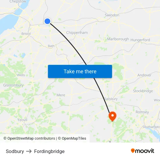 Sodbury to Fordingbridge map
