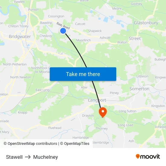 Stawell to Muchelney map