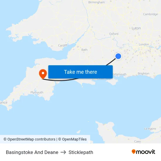 Basingstoke And Deane to Sticklepath map