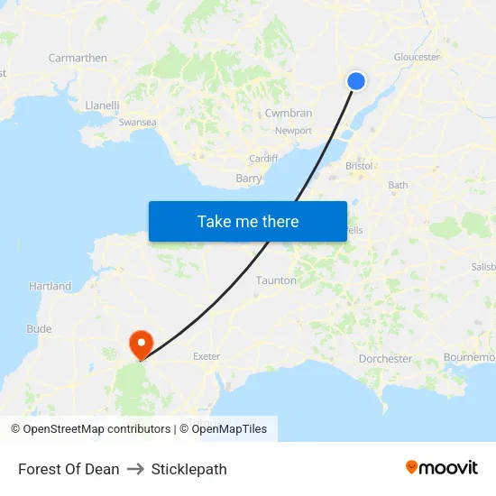 Forest Of Dean to Sticklepath map