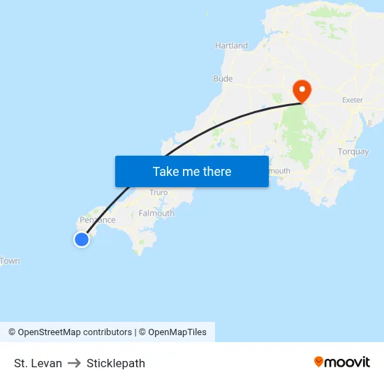 St. Levan to Sticklepath map