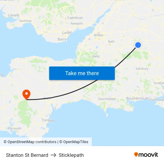 Stanton St Bernard to Sticklepath map