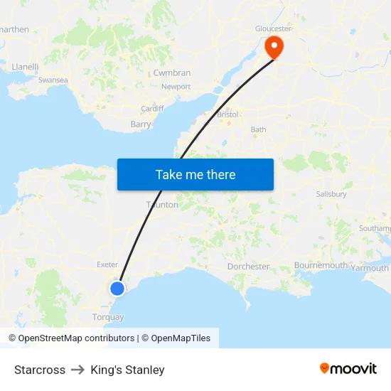 Starcross to King's Stanley map