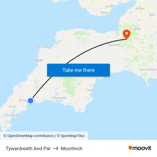 Tywardreath And Par to Moorlinch map