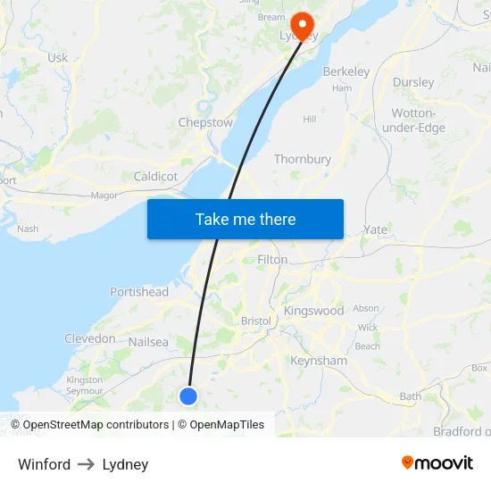Winford to Lydney map