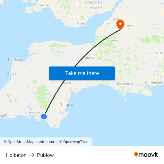 Holbeton to Publow map