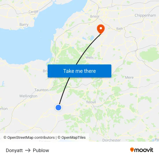 Donyatt to Publow map