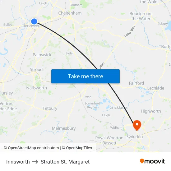 Innsworth to Stratton St. Margaret map