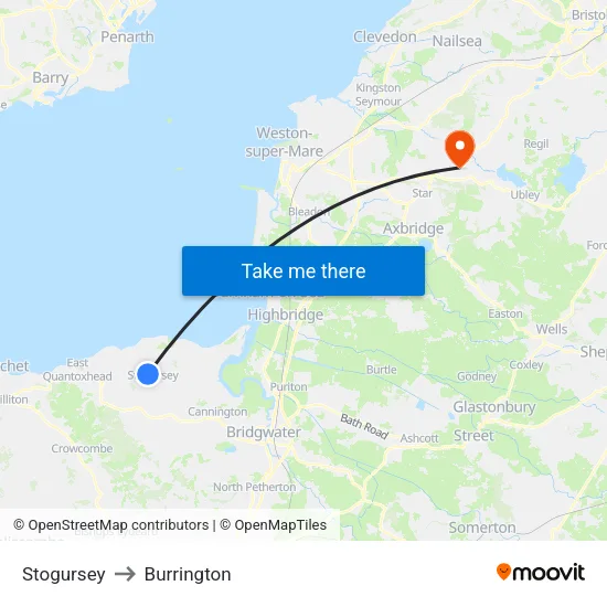 Stogursey to Burrington map