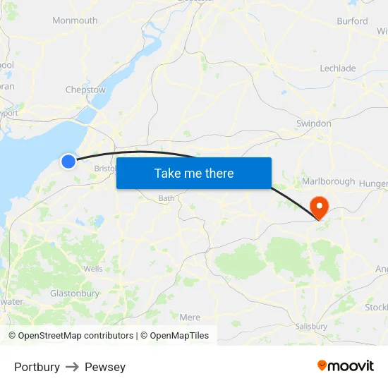 Portbury to Pewsey map