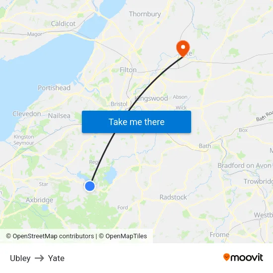 Ubley to Yate map