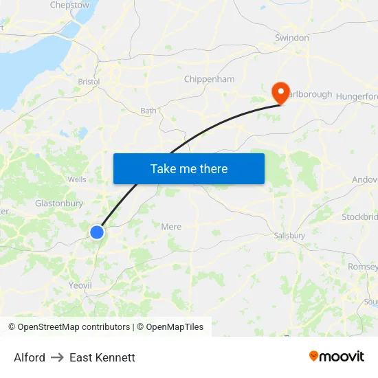 Alford to East Kennett map